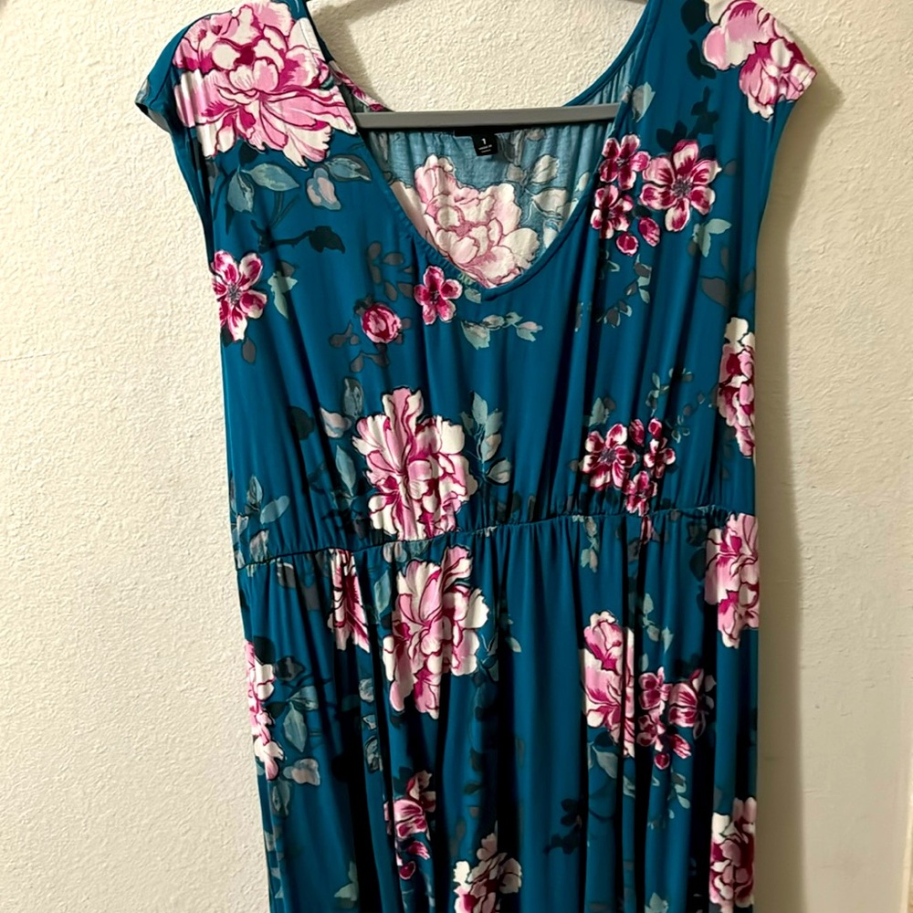 Teal and floral skater dress size 1 (1x) from torrid